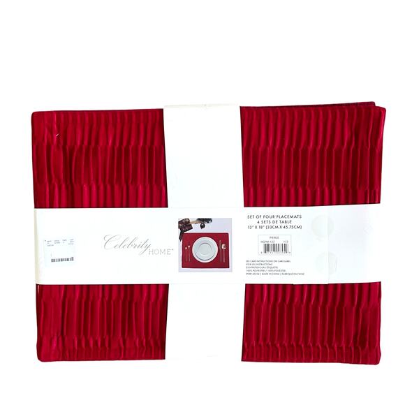 Valentines Day Red Velvet Velour Placemats 13x18 Set of 4 by Celebrity Homes New - Picture 8 of 12